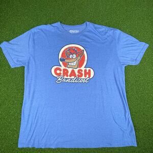 Vintage Crash Bandicoot Blue Short Sleeve Crew Neck Graphic Gamer T-Shirt XXL